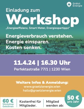 Einladung Energieeffizienz Workshop Energiespartipps Wien Grätzl Energie
